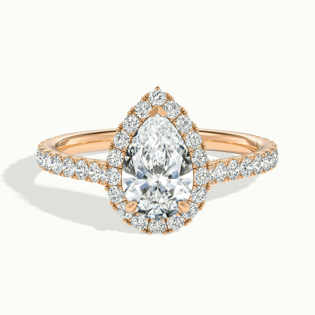 Solara Pear Pavé Halo Engagement Ring