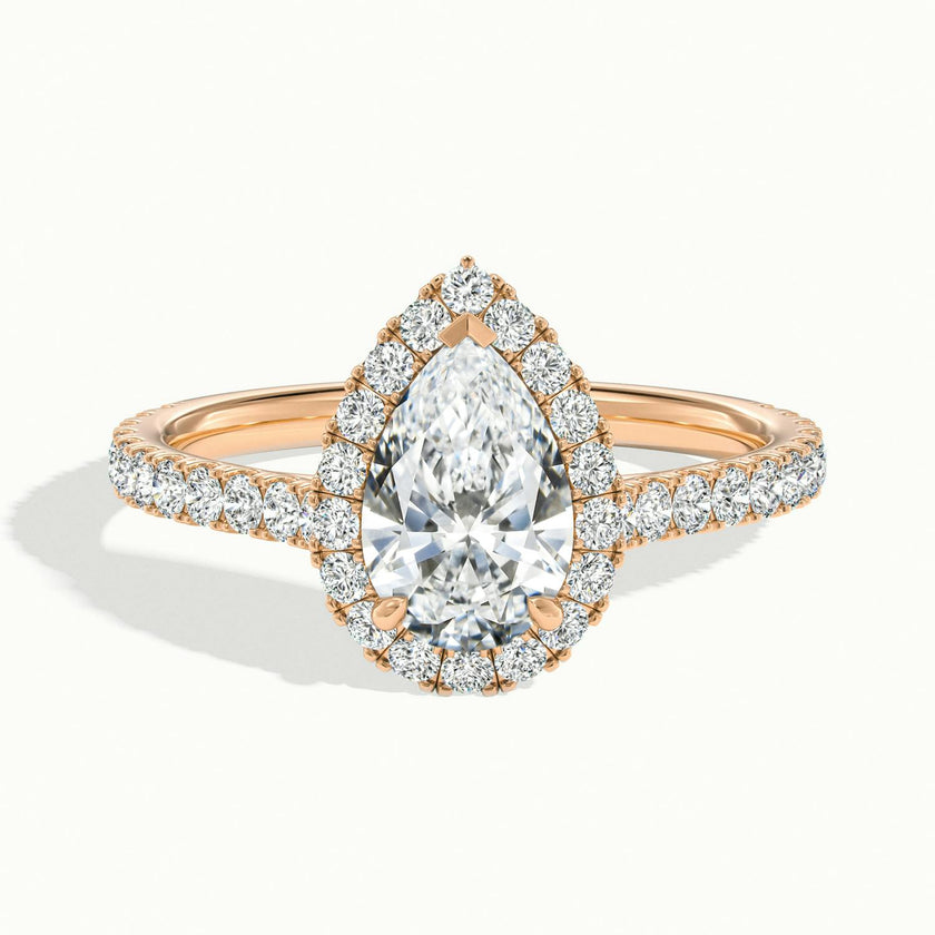 Solara Pear Pavé Halo Engagement Ring