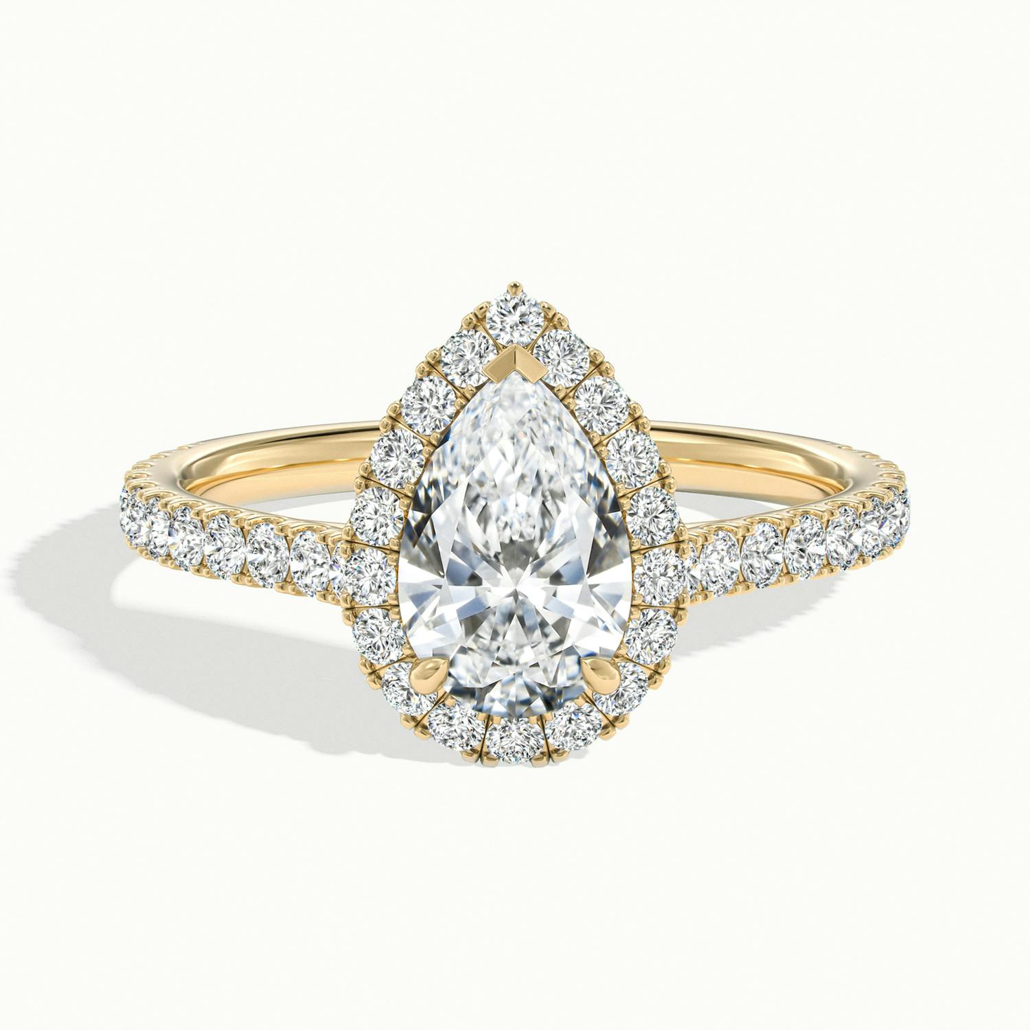 Solara Pear Pavé Halo Engagement Ring