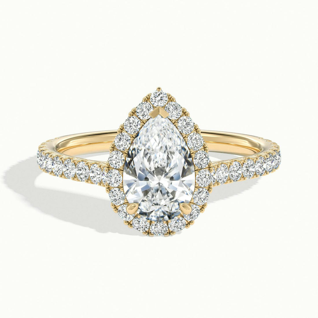 Solara Pear Pavé Halo Engagement Ring