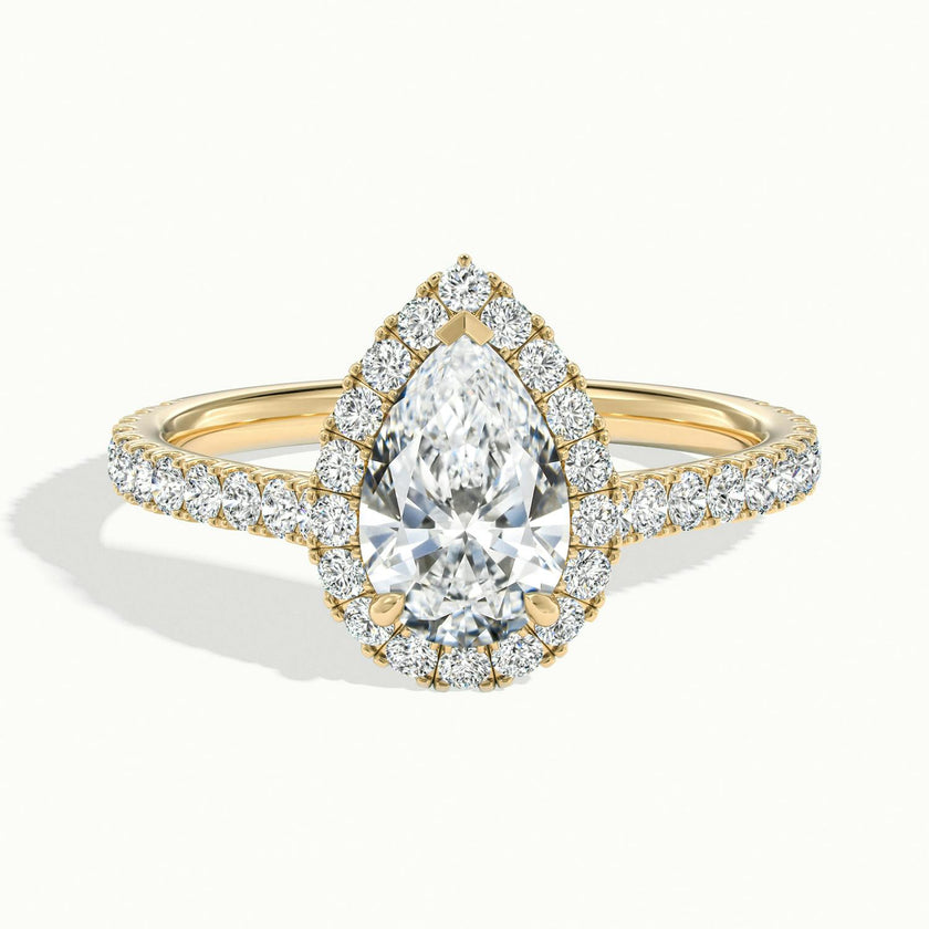 Solara Pear Pavé Halo Engagement Ring