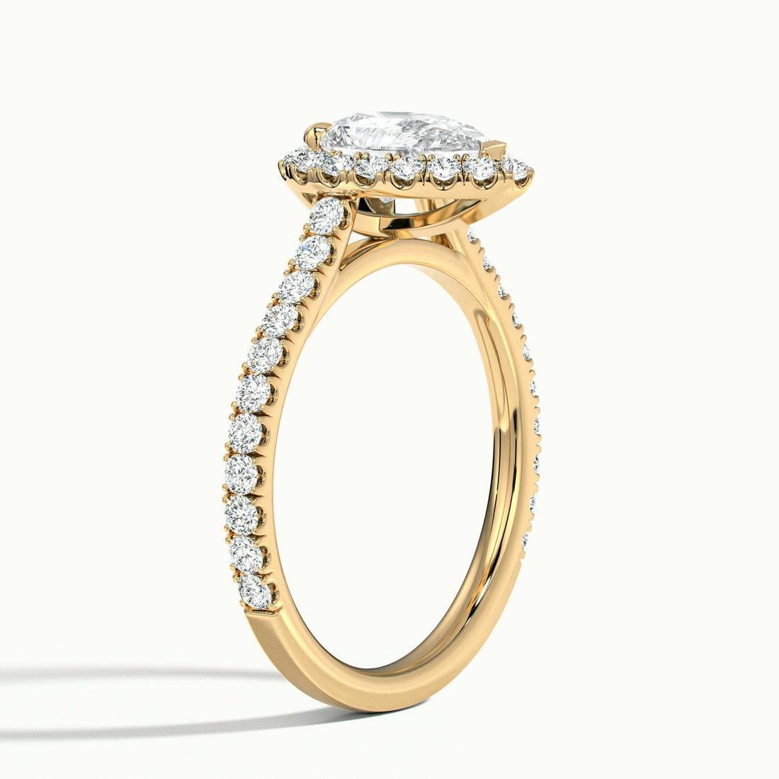 Solara Pear Pavé Halo Engagement Ring
