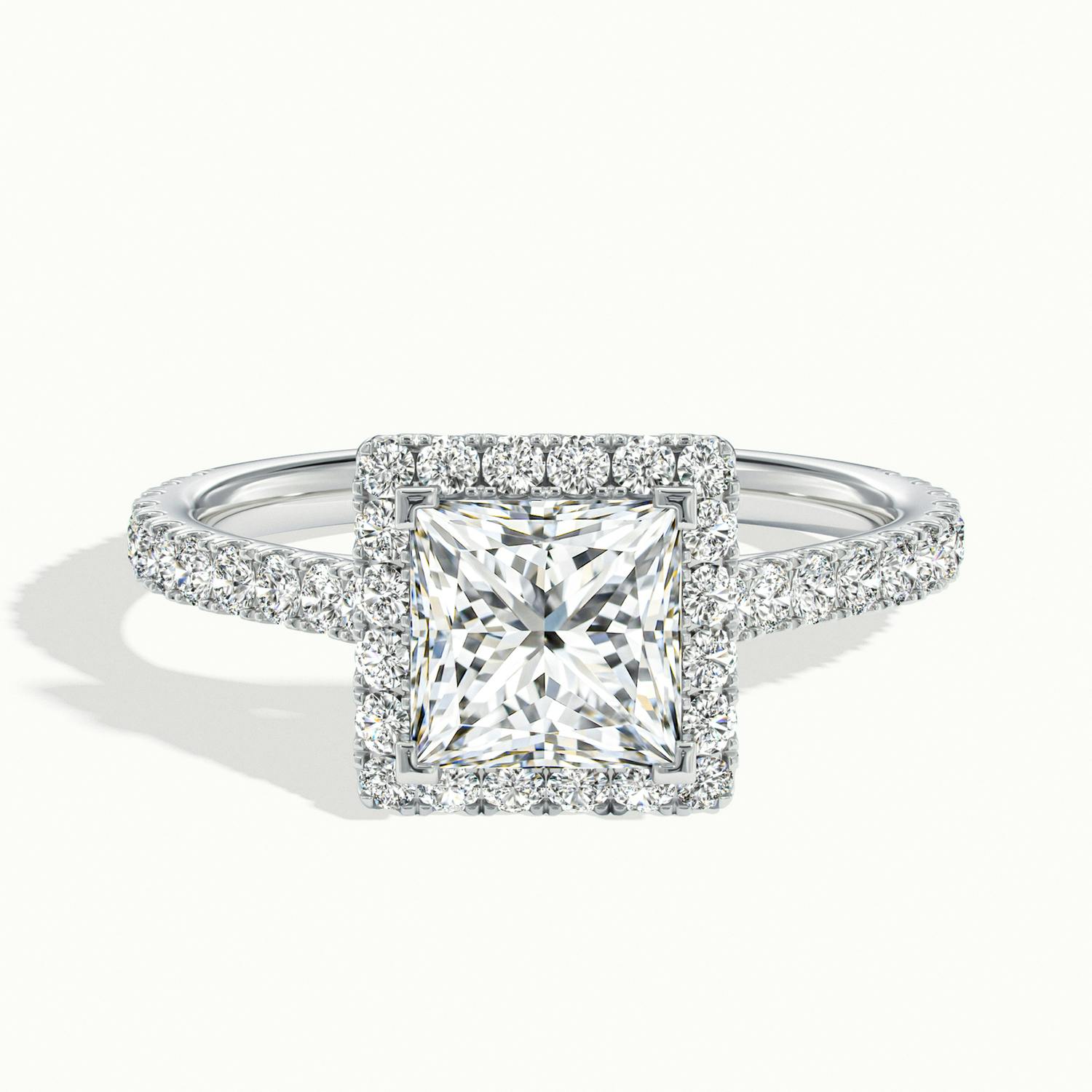 Solara Princess Pavé Halo Engagement Ring