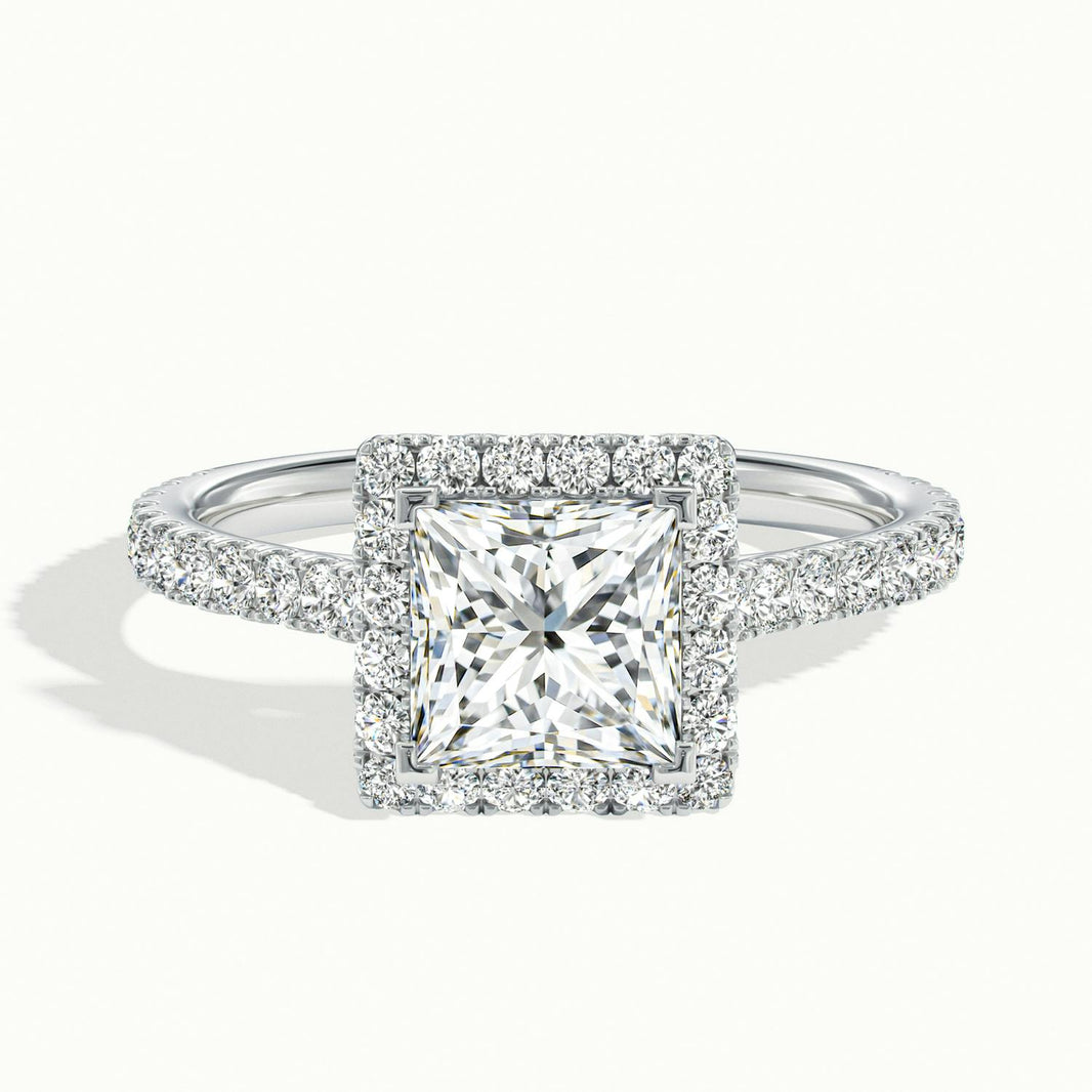 Solara Princess Pavé Halo Engagement Ring