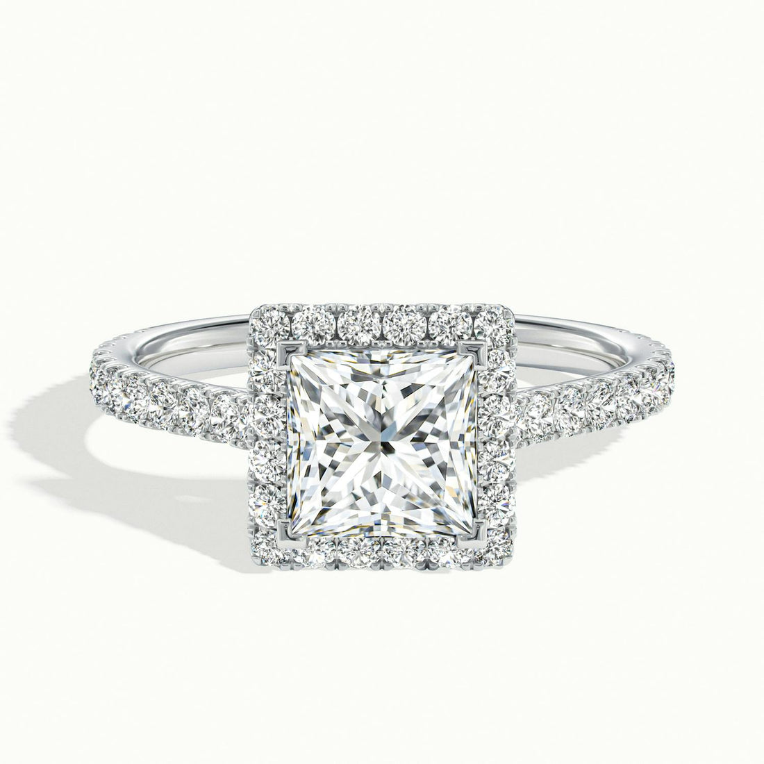 Solara Princess Pavé Halo Engagement Ring