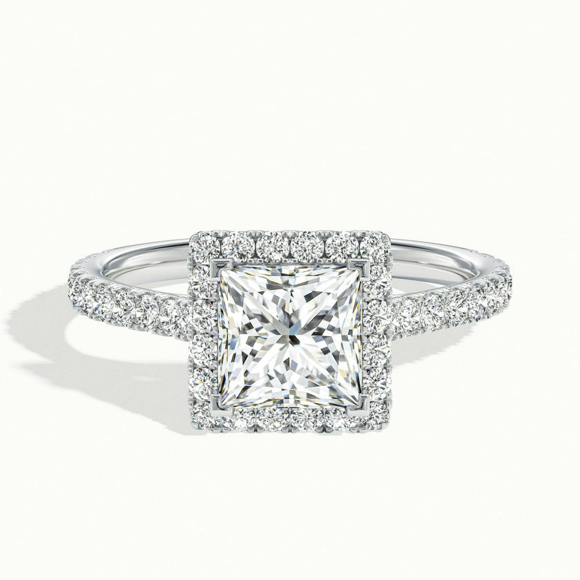 Solara Princess Pavé Halo Engagement Ring