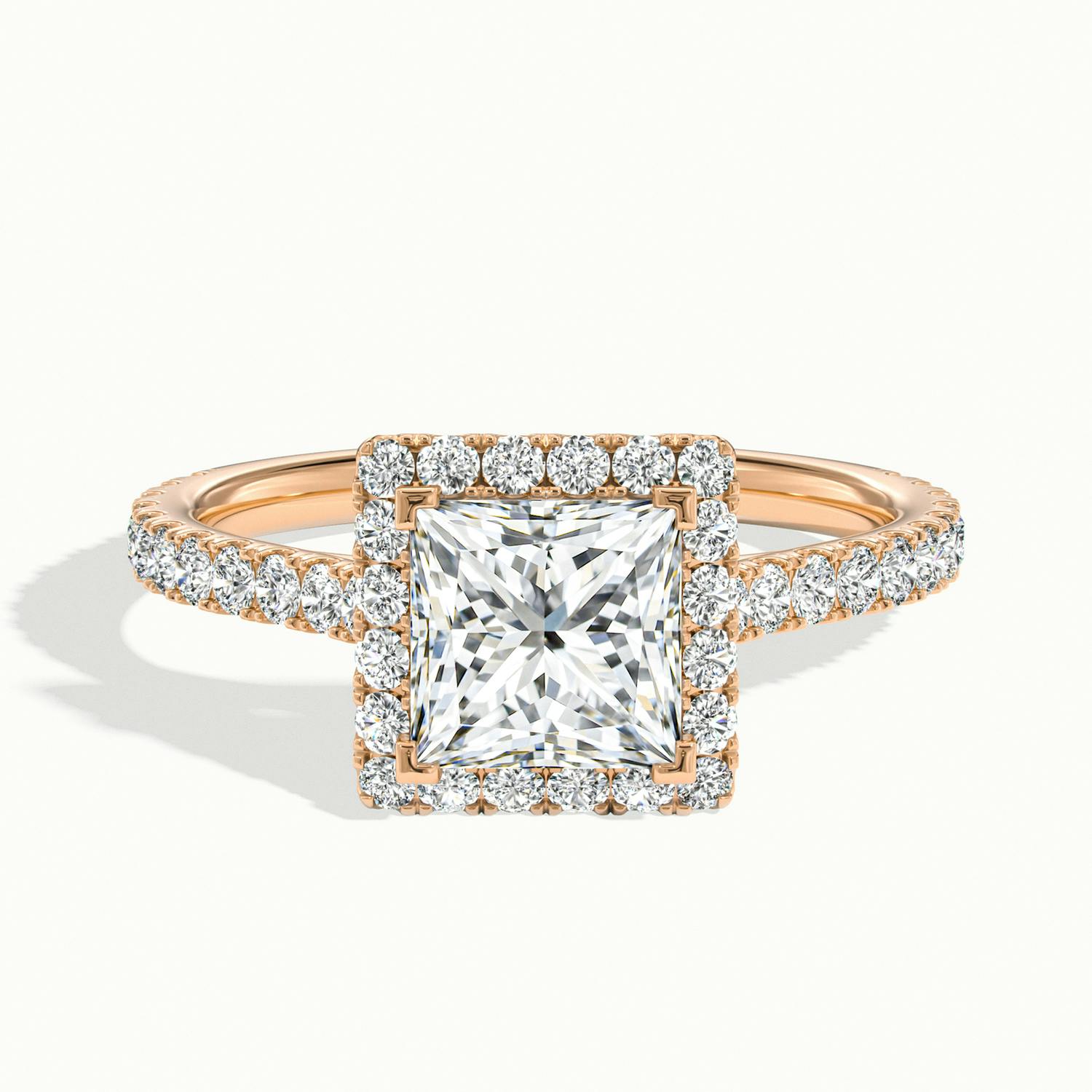 Solara Princess Pavé Halo Engagement Ring