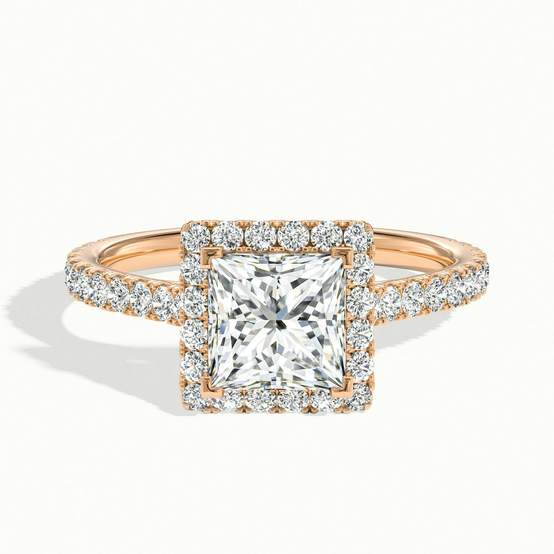 Solara Princess Pavé Halo Engagement Ring