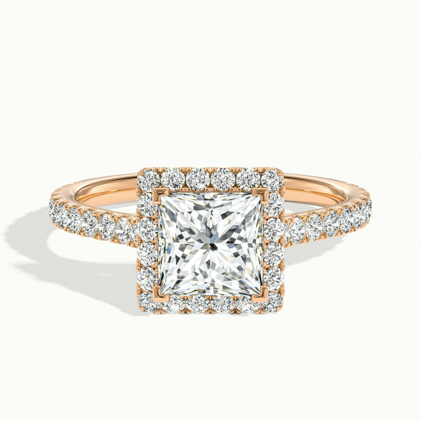 Solara Princess Pavé Halo Engagement Ring