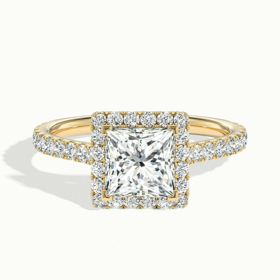 Solara Princess Pavé Halo Engagement Ring