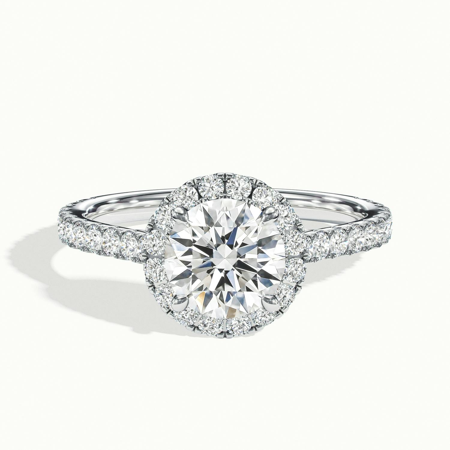 Solara Round Pavé Halo Engagement Ring