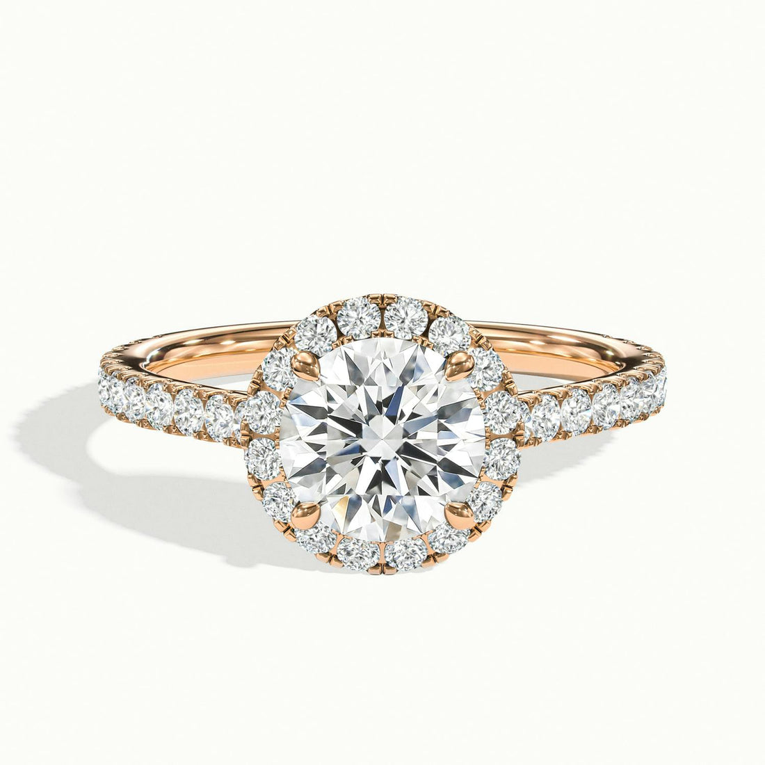 Solara Round Pavé Halo Engagement Ring