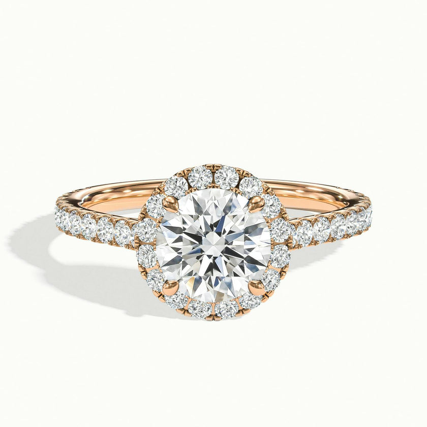 Solara Round Pavé Halo Engagement Ring