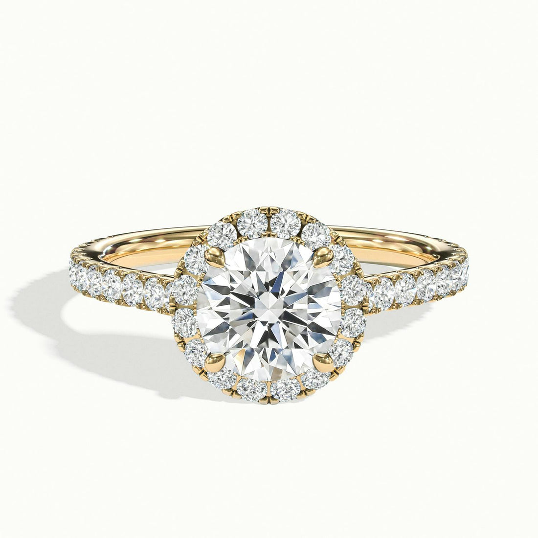 Solara Round Pavé Halo Engagement Ring