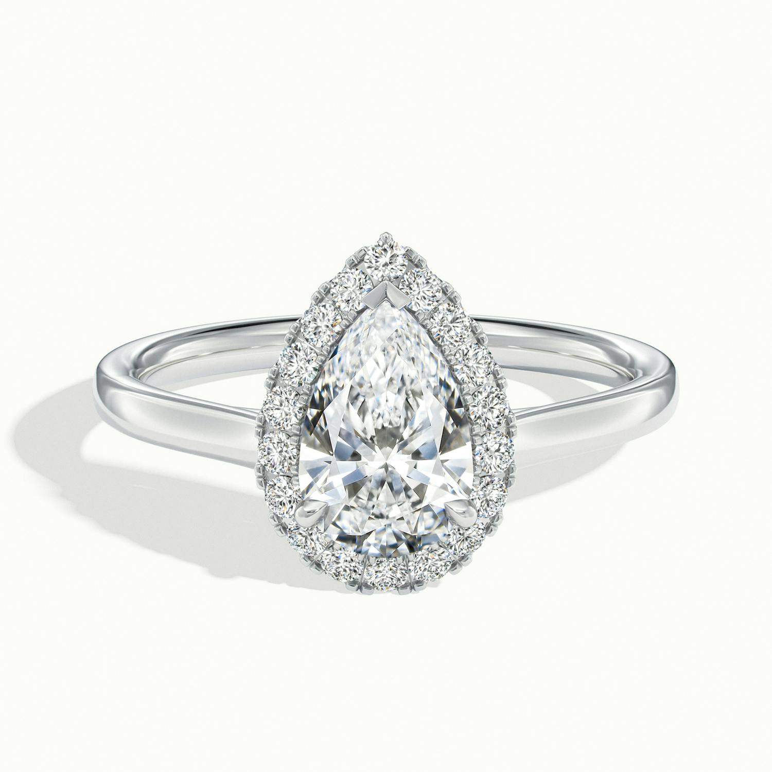 Calista Pear Halo Engagement Ring