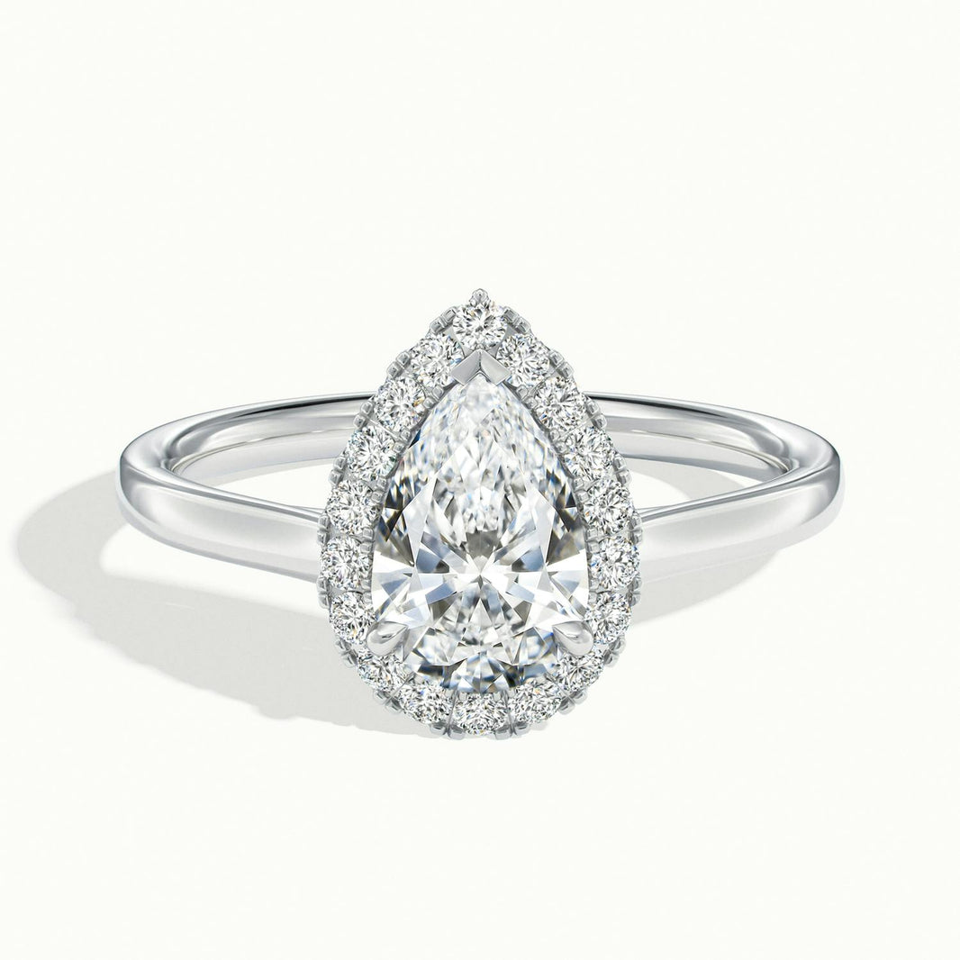 Calista Pear Halo Engagement Ring