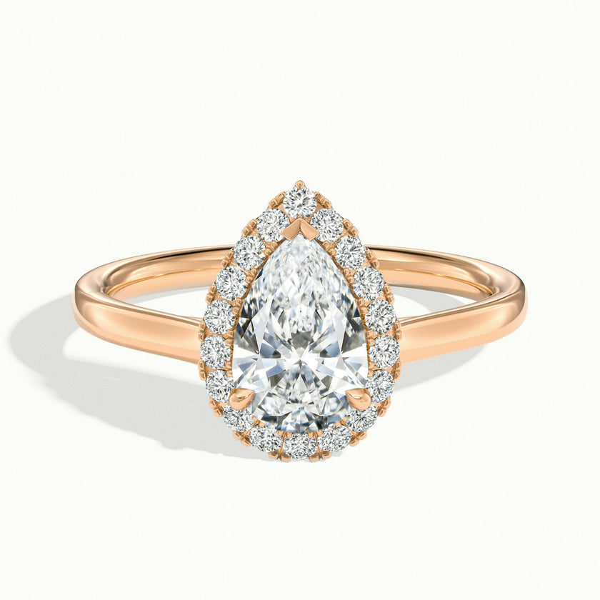Calista Pear Halo Engagement Ring