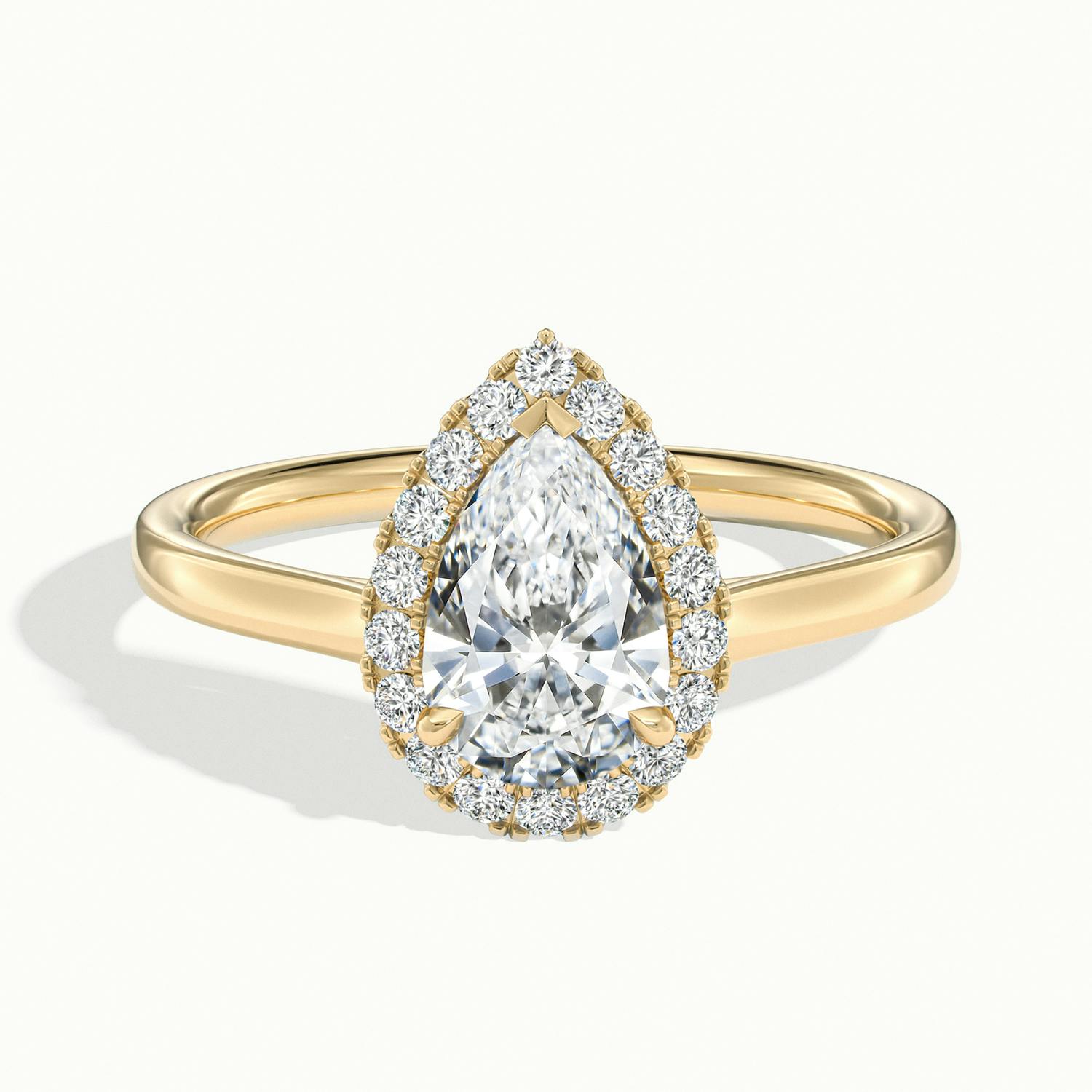 Calista Pear Halo Engagement Ring