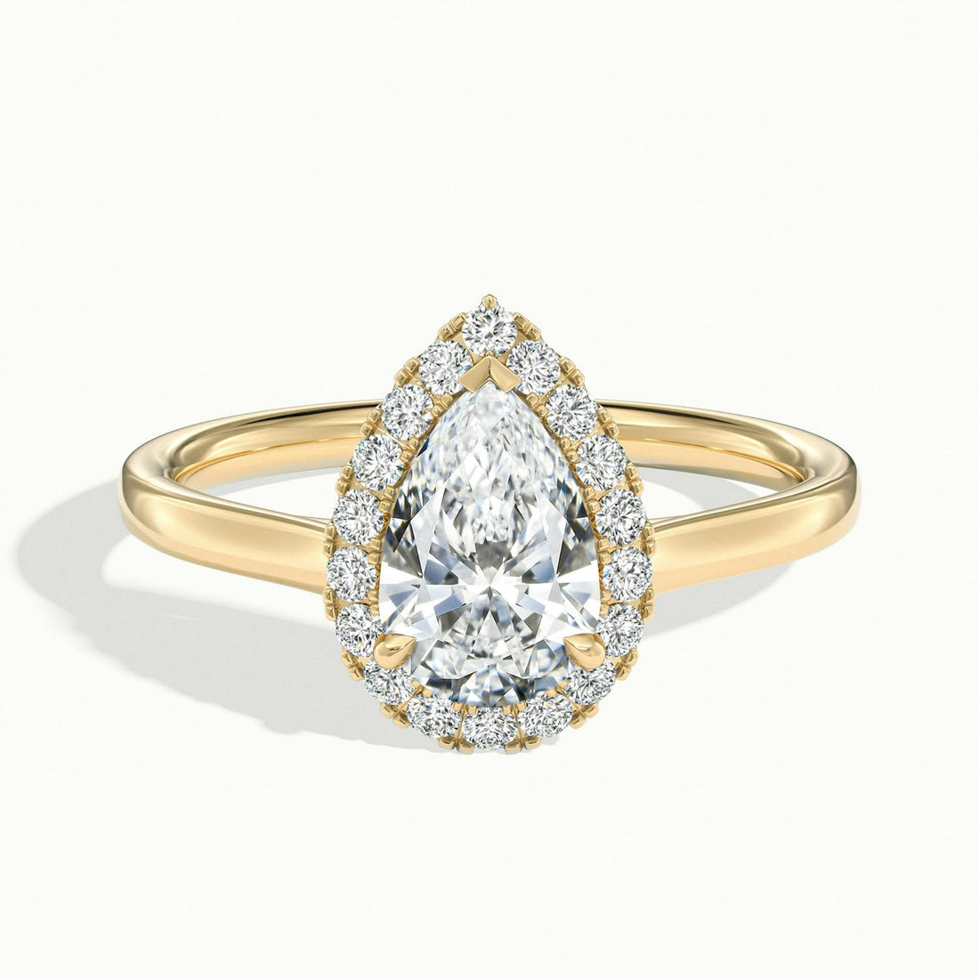 Calista Pear Halo Engagement Ring