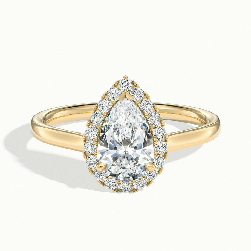 Calista Pear Halo Engagement Ring