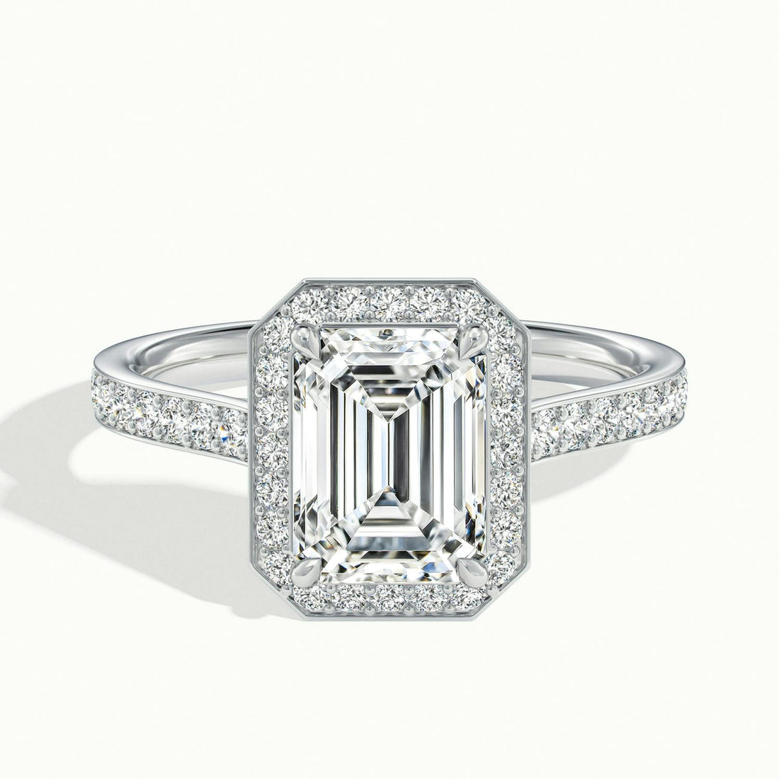 Novaria Emerald Pavé Halo Engagement Ring
