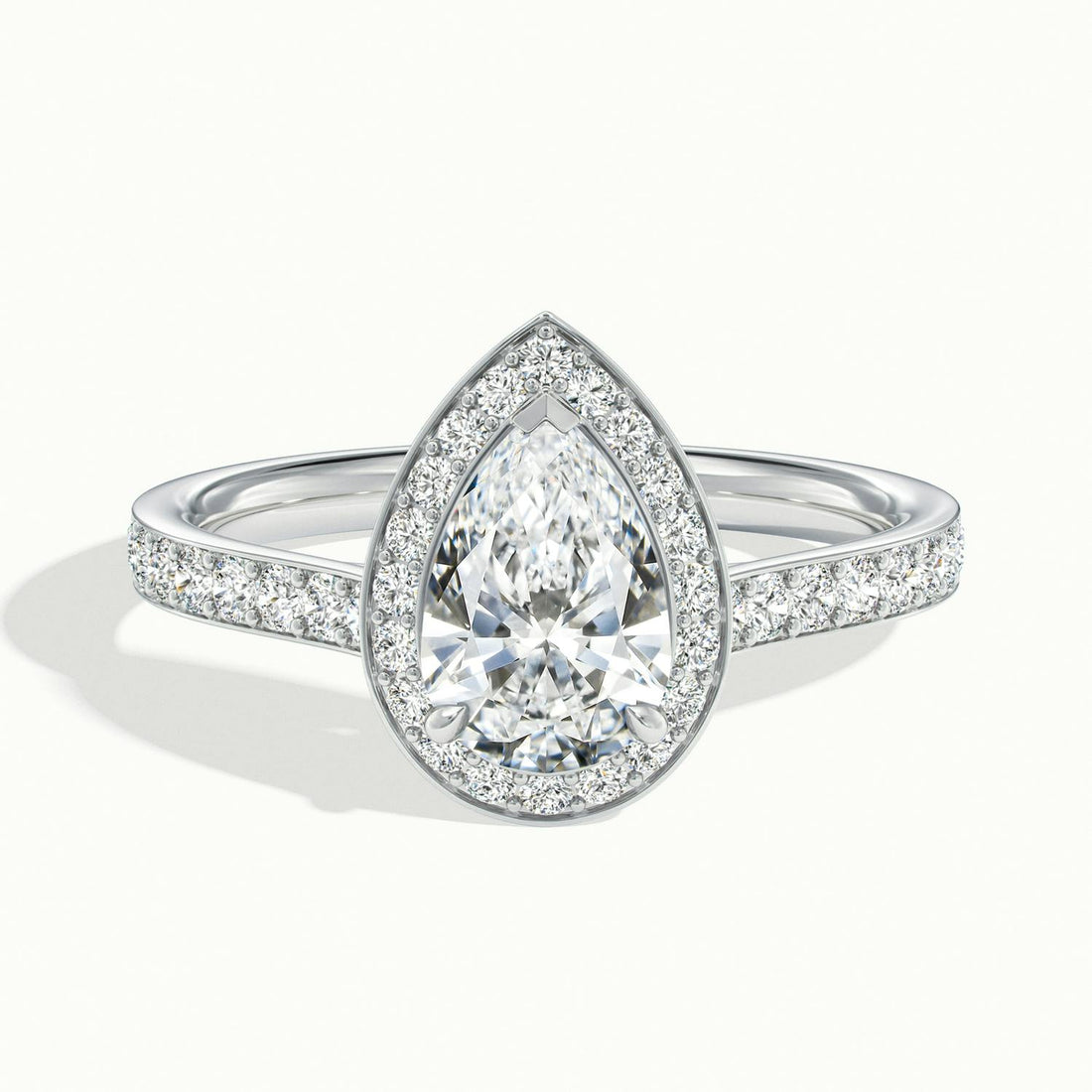Novaria Pear Pavé Halo Engagement Ring