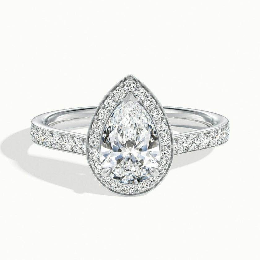 Novaria Pear Pavé Halo Engagement Ring