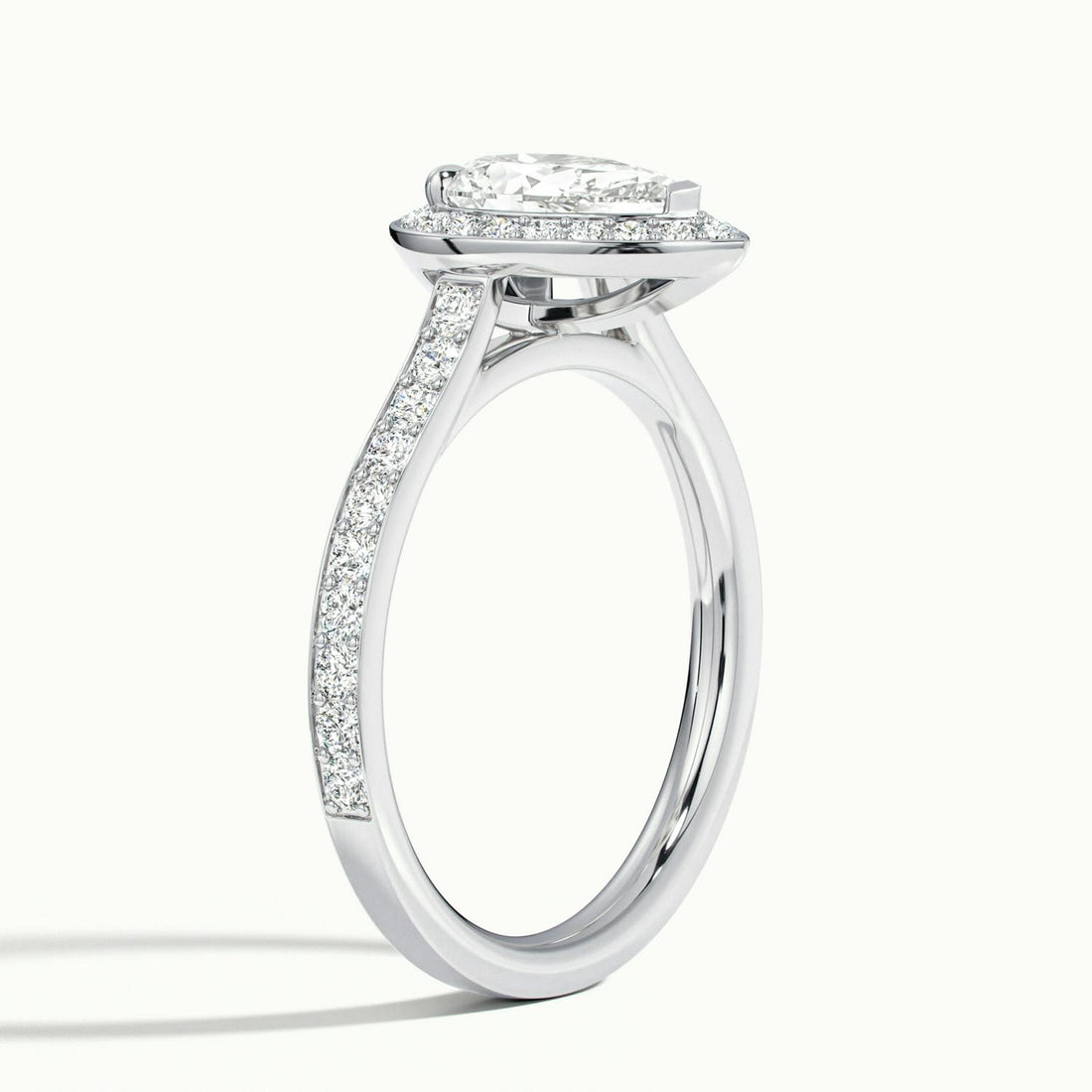 Novaria Pear Pavé Halo Engagement Ring