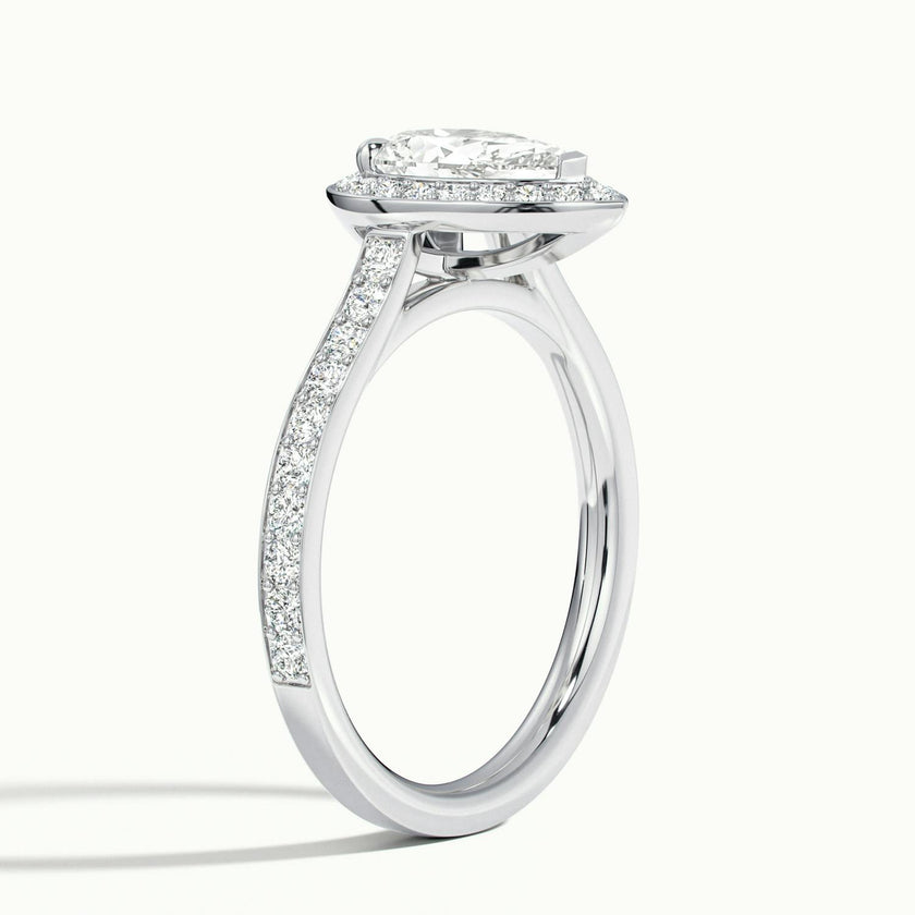 Novaria Pear Pavé Halo Engagement Ring