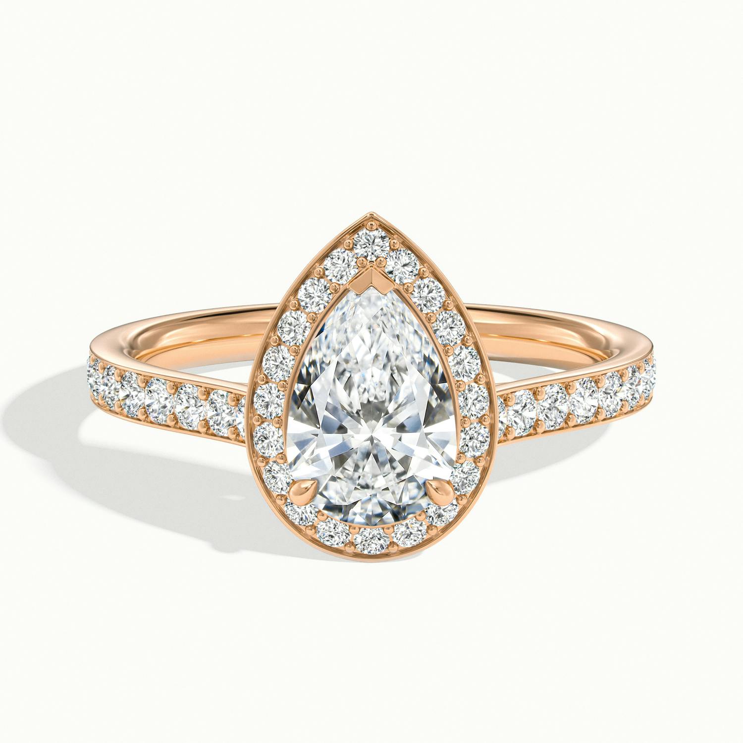 Novaria Pear Pavé Halo Engagement Ring