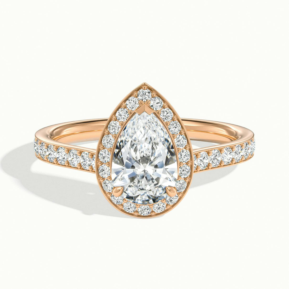 Novaria Pear Pavé Halo Engagement Ring
