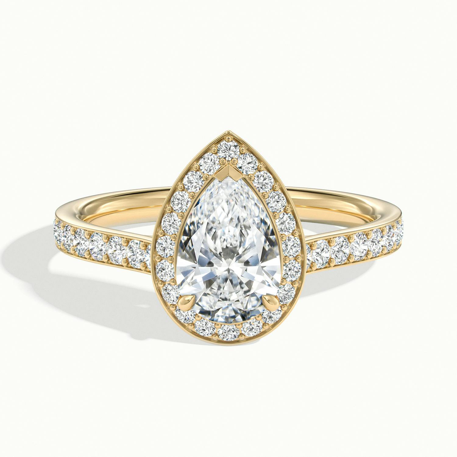 Novaria Pear Pavé Halo Engagement Ring