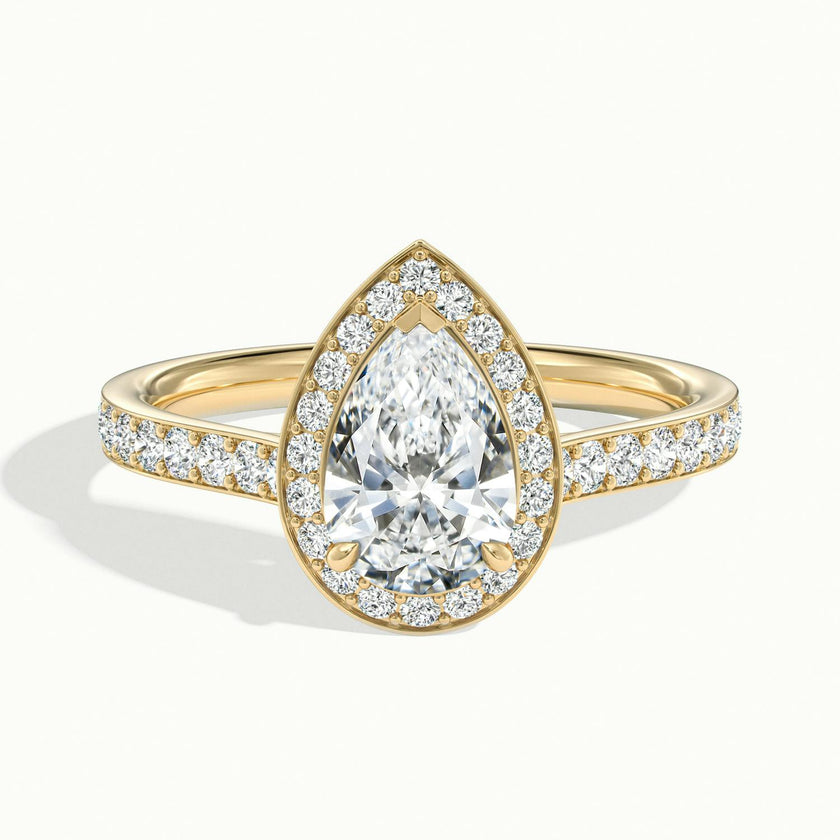 Novaria Pear Pavé Halo Engagement Ring