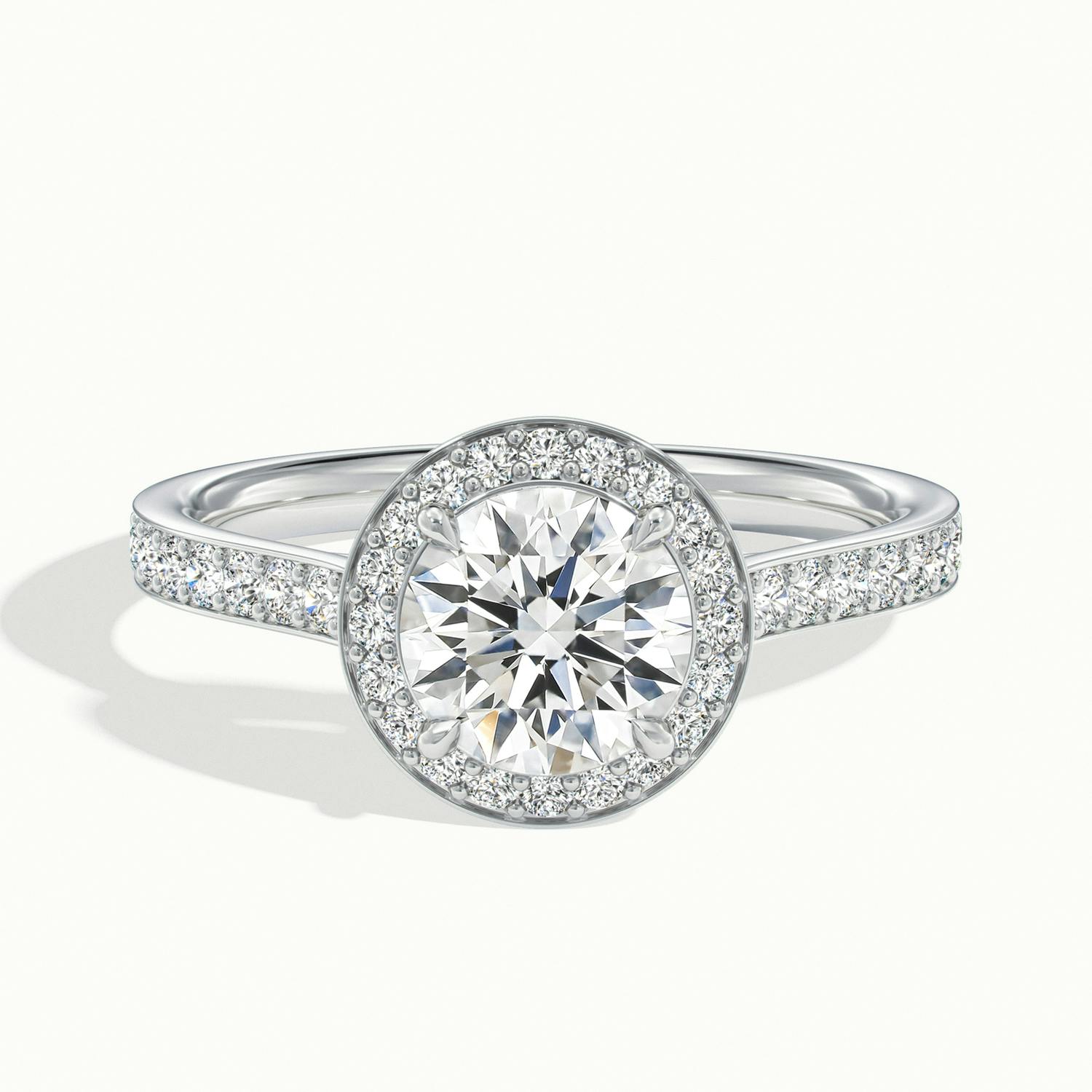 Novaria Round Pavé Halo Engagement Ring