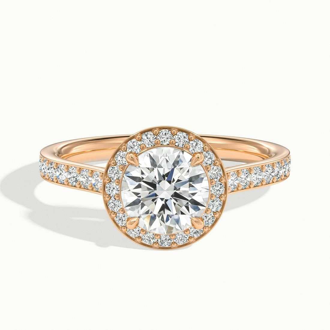 Novaria Round Pavé Halo Engagement Ring