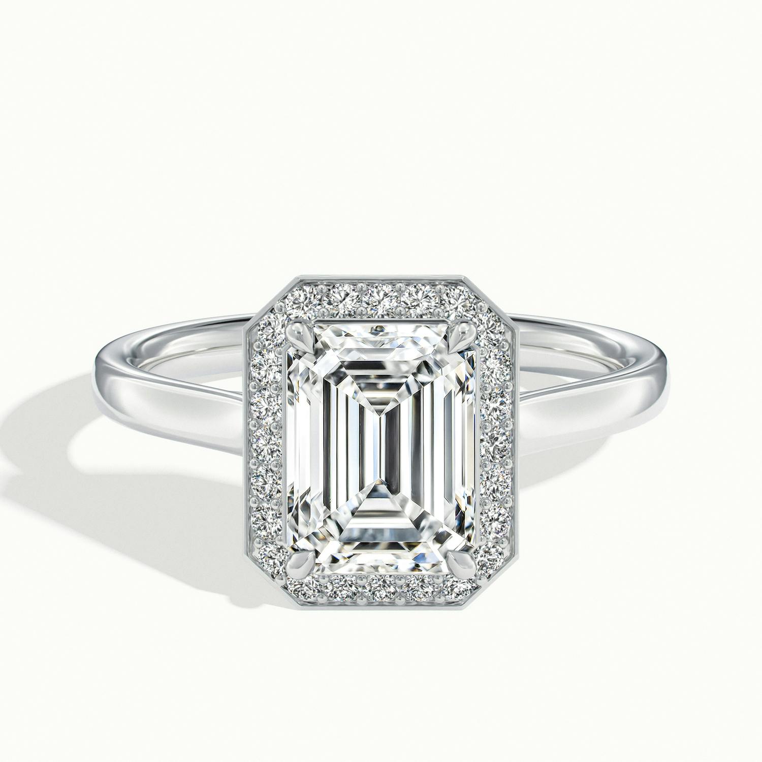 Elarisse Emerald Halo Engagement Ring