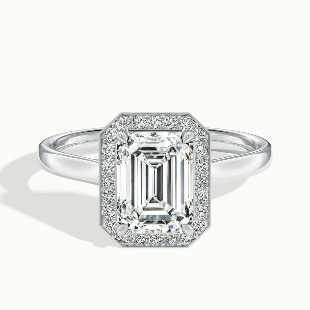 Elarisse Emerald Halo Engagement Ring