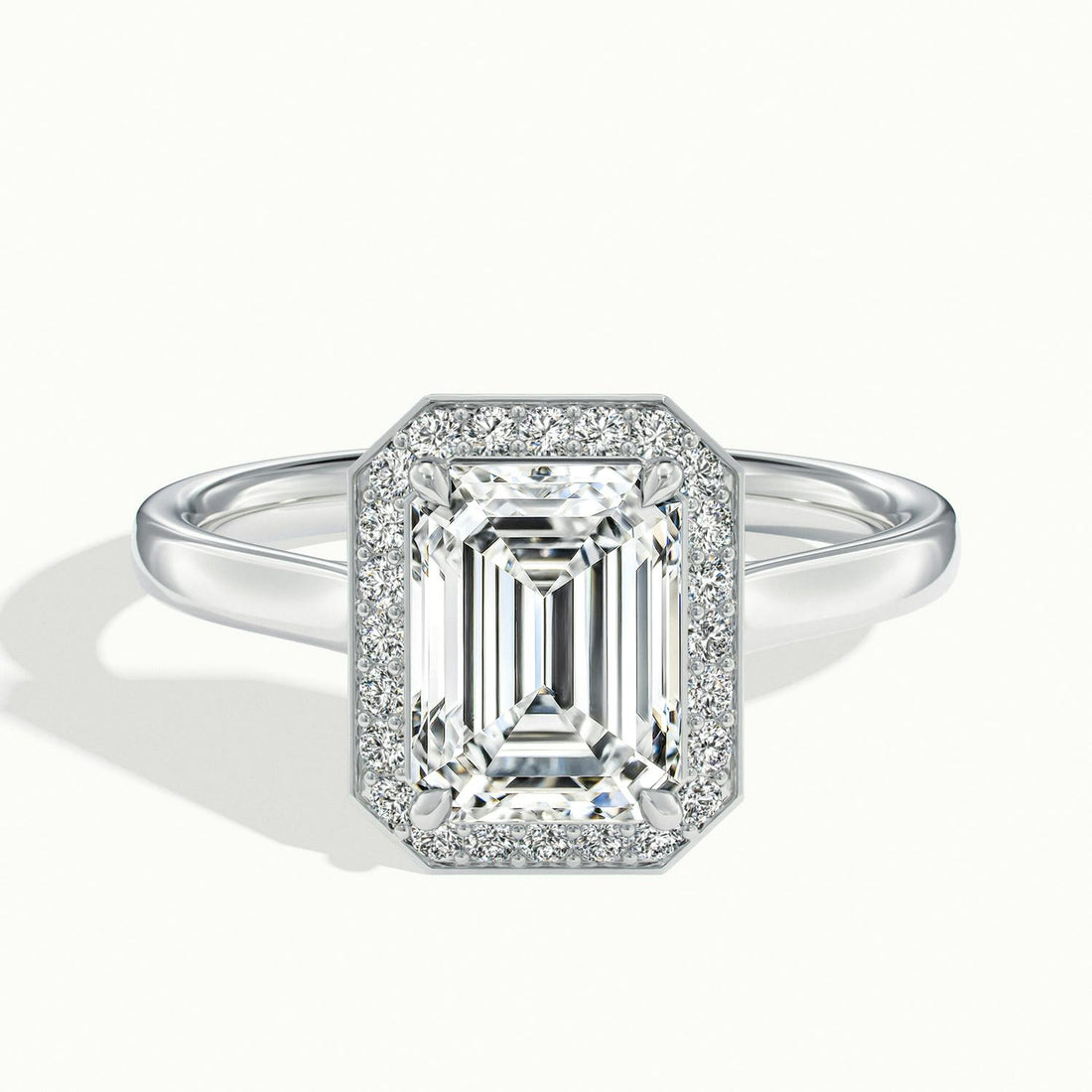 Elarisse Emerald Halo Engagement Ring
