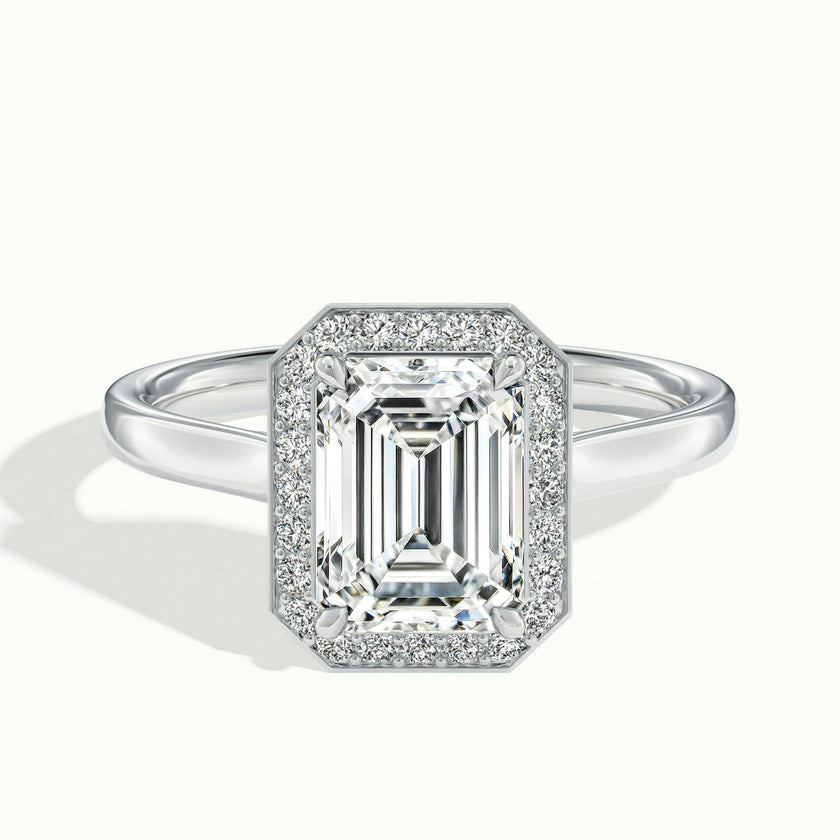 Elarisse Emerald Halo Engagement Ring