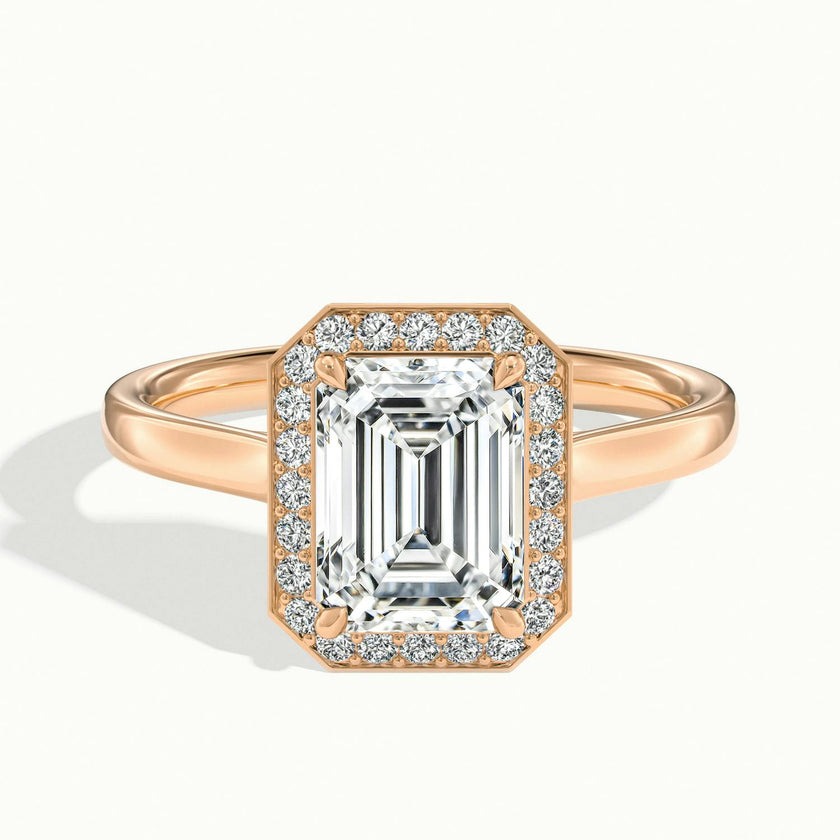 Elarisse Emerald Halo Engagement Ring