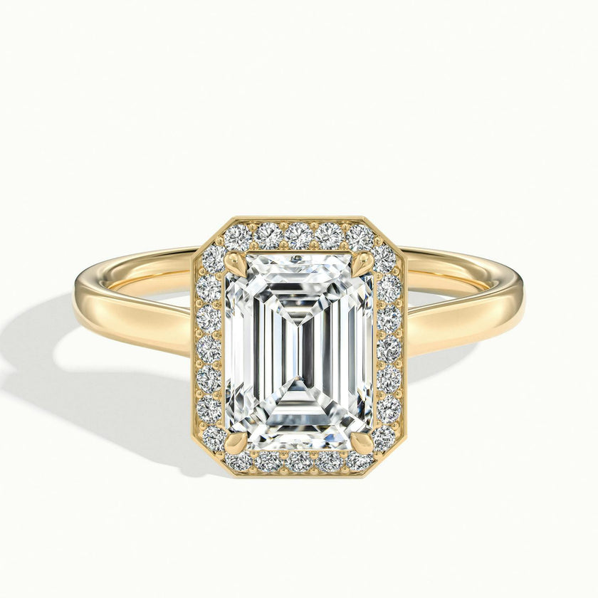 Elarisse Emerald Halo Engagement Ring