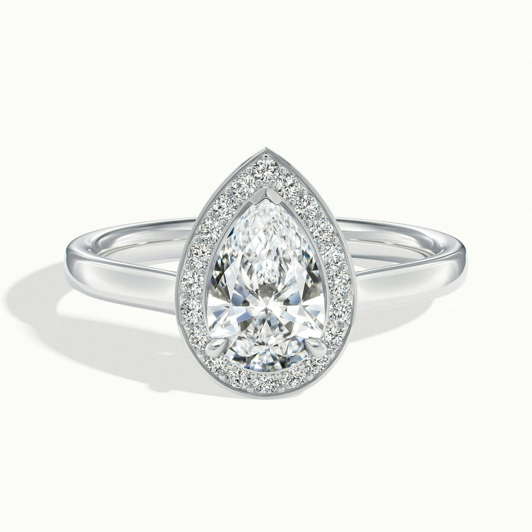 Elarisse Pear Halo Engagement Ring