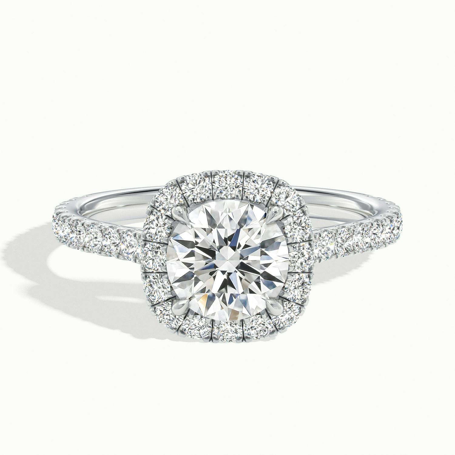 Zephyra Round Pavé Halo Engagement Ring