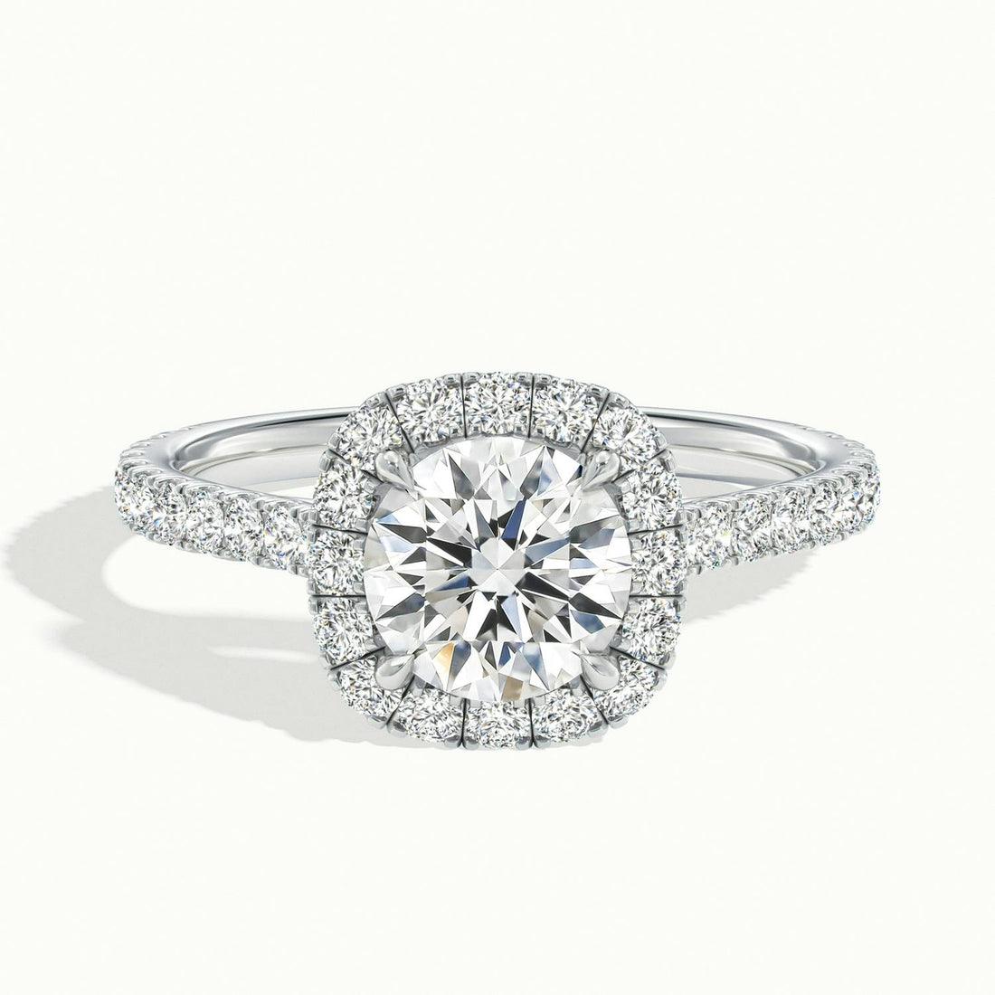 Zephyra Round Pavé Halo Engagement Ring
