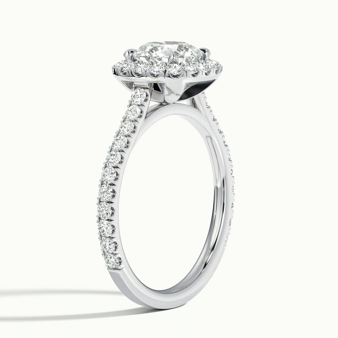 Zephyra Round Pavé Halo Engagement Ring