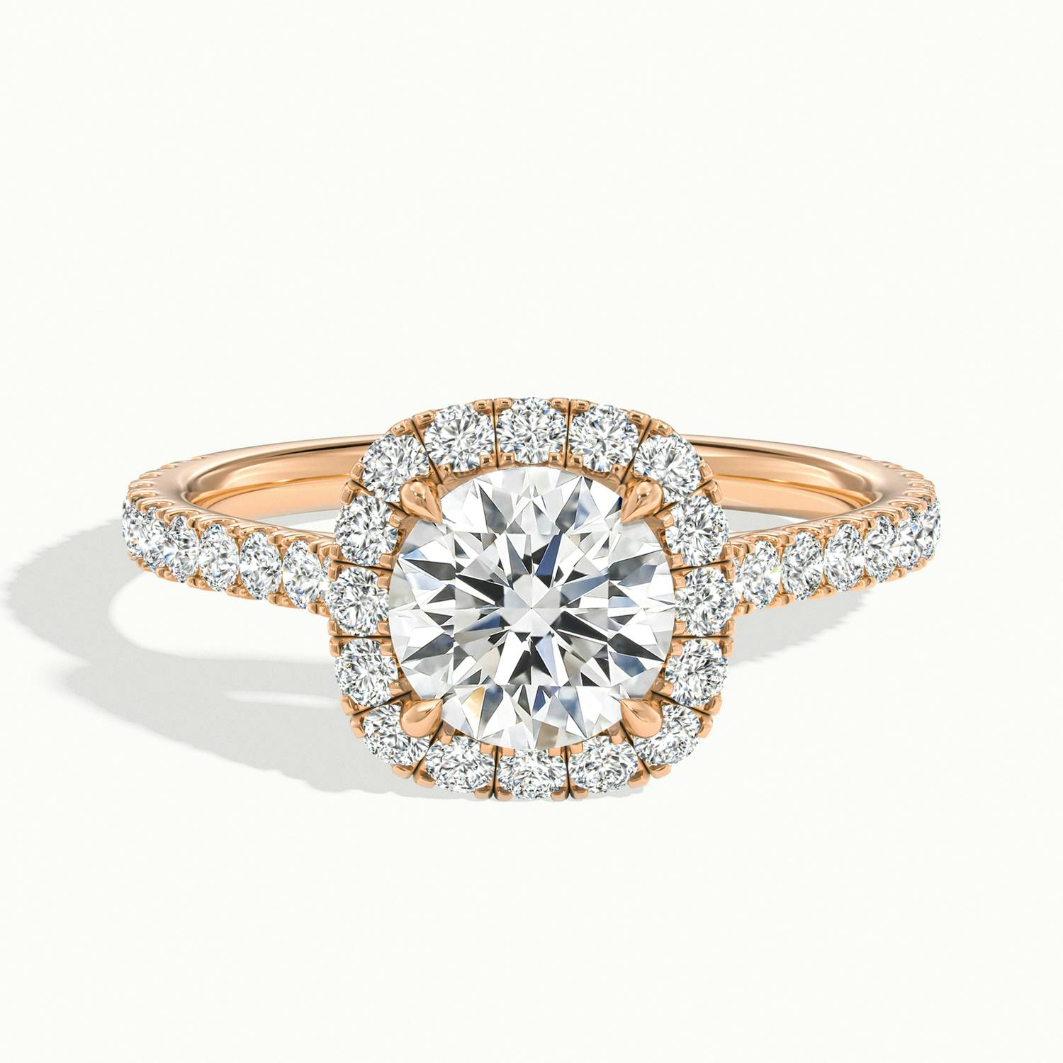 Zephyra Round Pavé Halo Engagement Ring