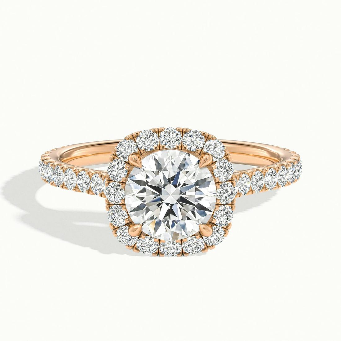 Zephyra Round Pavé Halo Engagement Ring