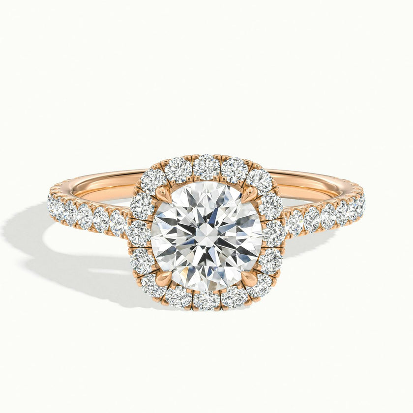 Zephyra Round Pavé Halo Engagement Ring