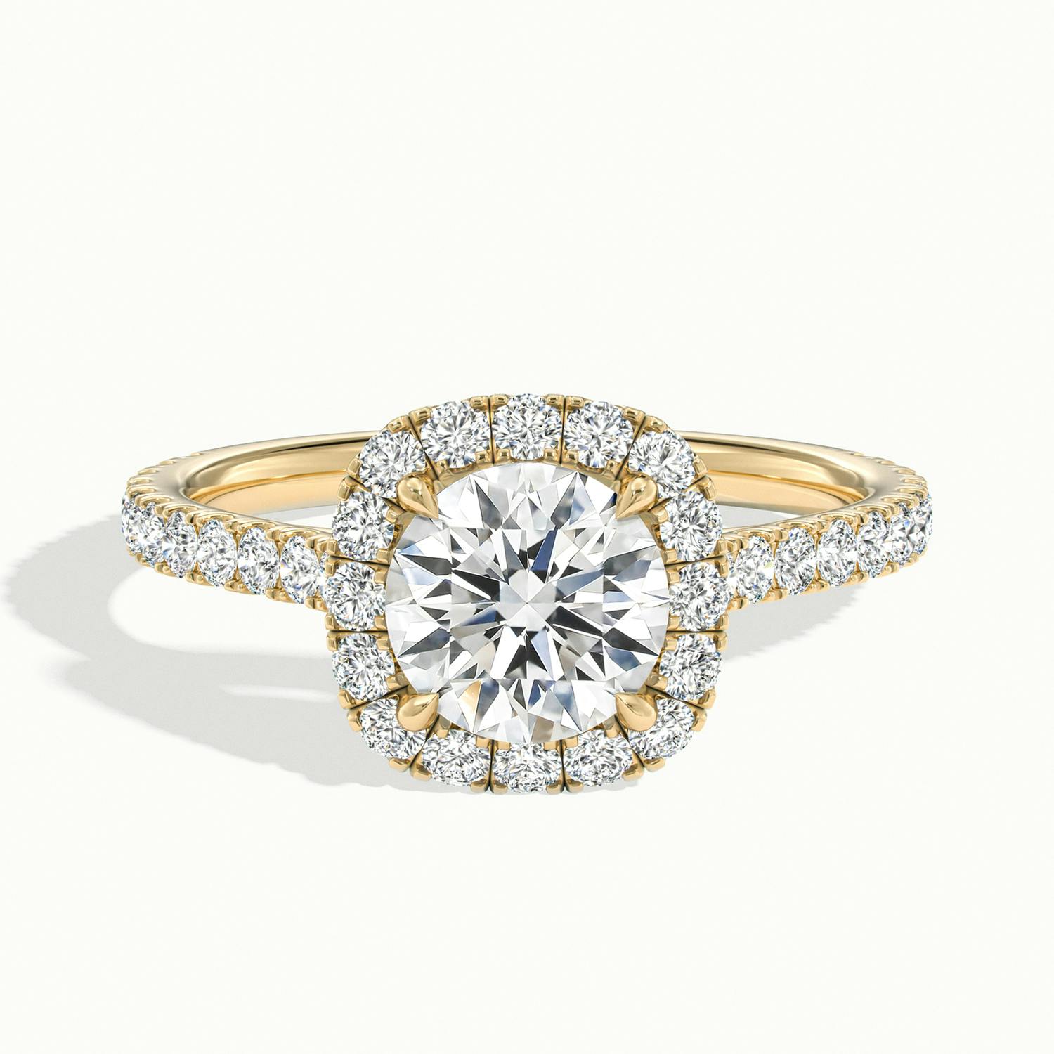 Zephyra Round Pavé Halo Engagement Ring