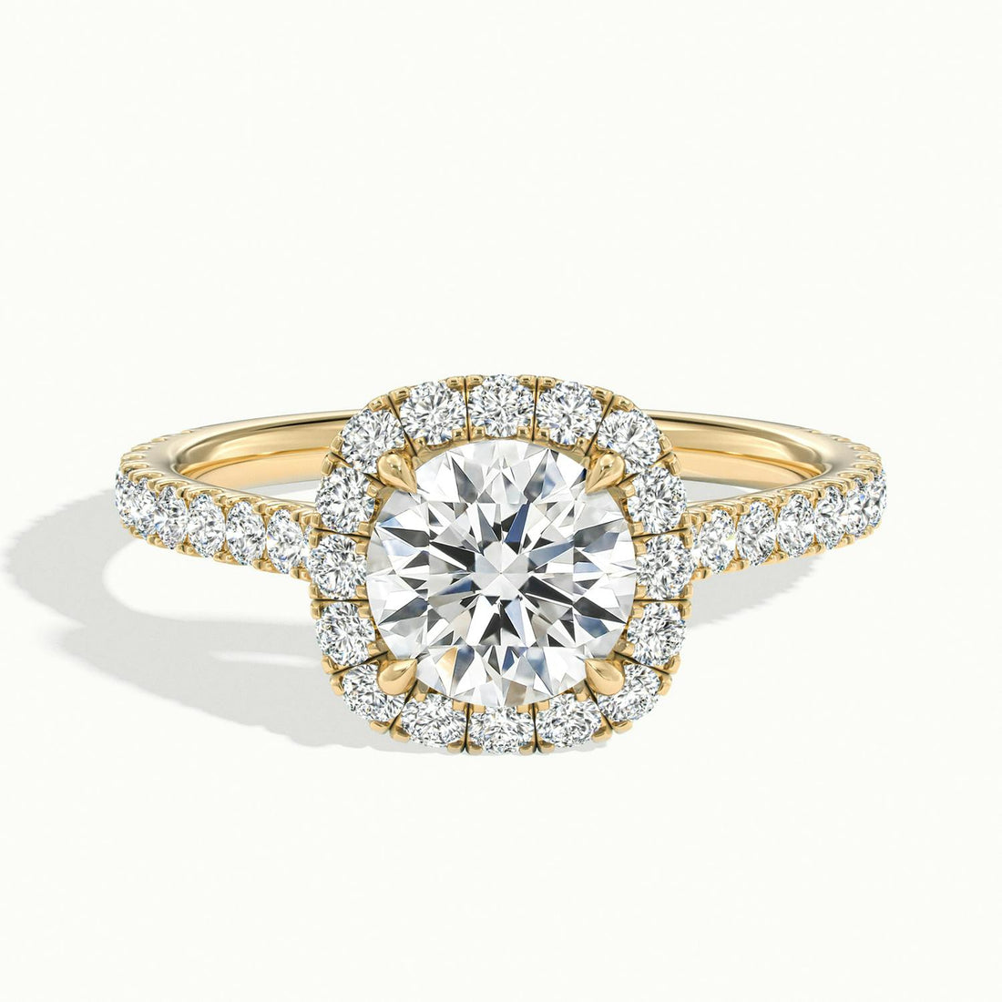 Zephyra Round Pavé Halo Engagement Ring